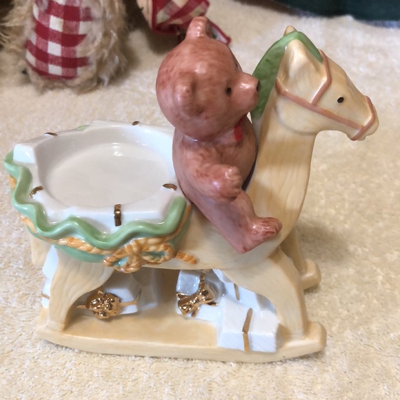 Teddy Bear Rocking Horse 2” Tealight Holder Mikasa Holiday Magic Christmas 5.5" - Picture 2 of 5